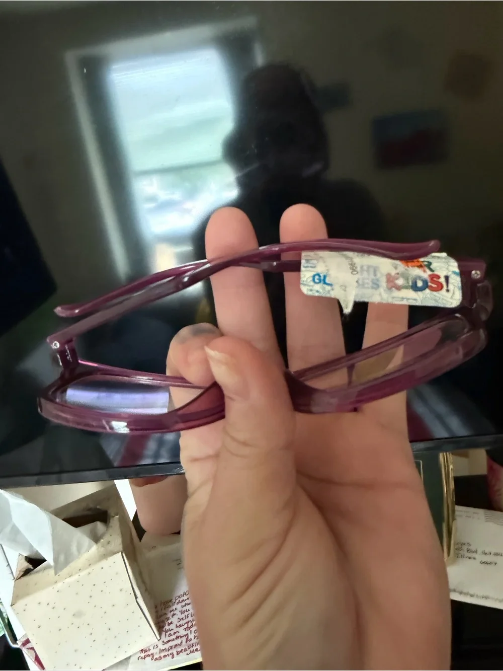 Purple Kid's Rectangle Eyeglasses with Light Blue Lenses